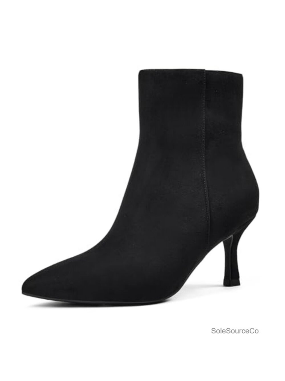 Kitten Heel Ankle Booties Pointed Toe Side Zip Faux Suede Chelsea Boot